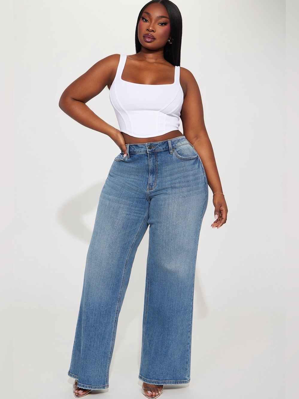 High-Rise Wide Leg Women’s Jeans — Light Blue